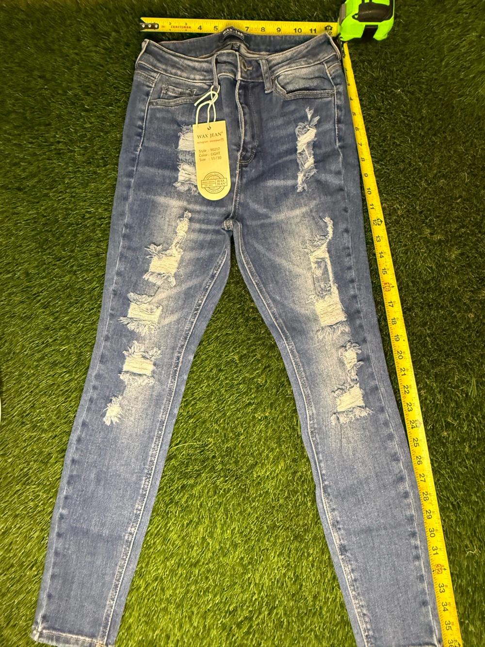 Wax Jean Women's Skinny Distressed Blue Jeans
